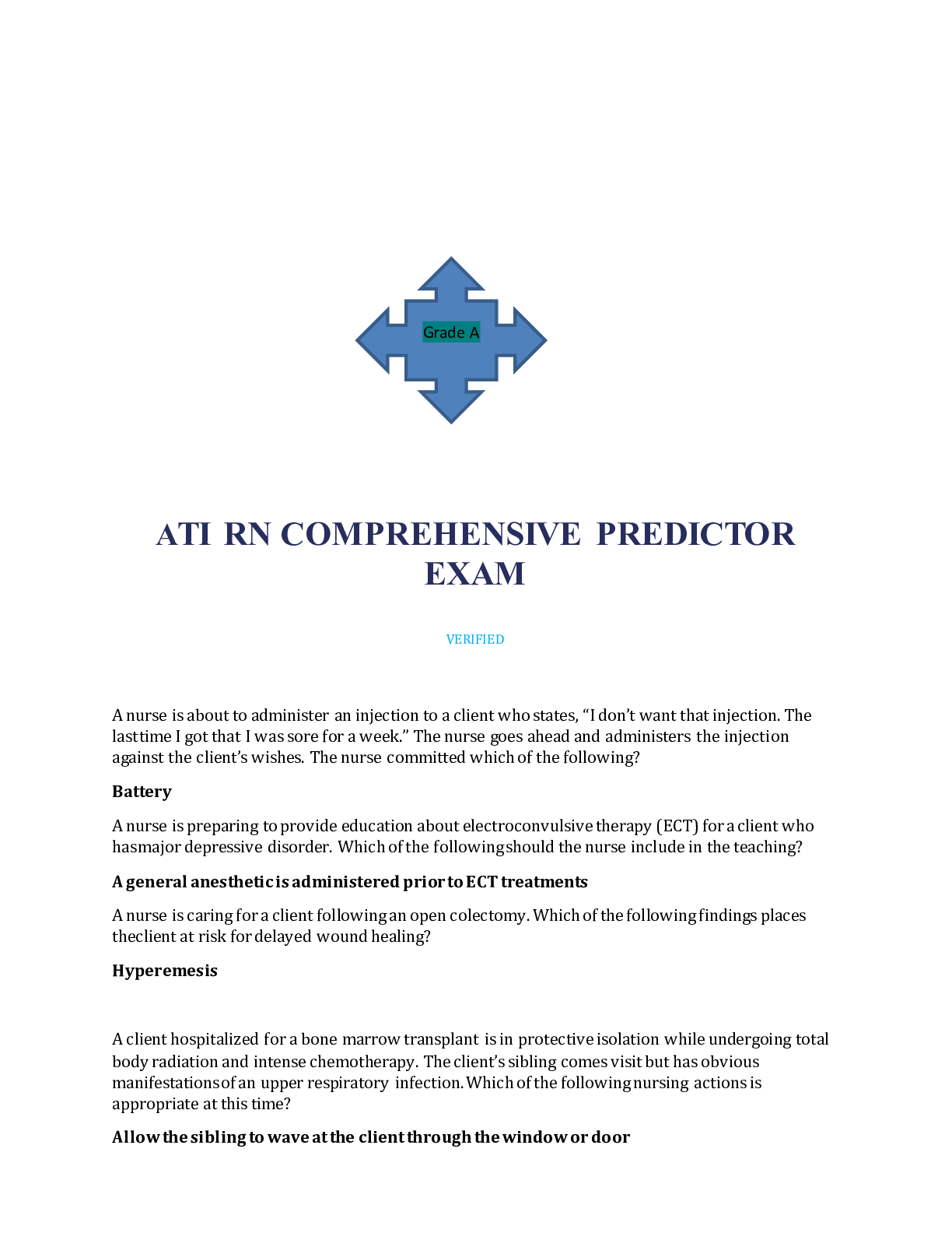 Preview image of ATI RN COMPREHENSIVE PREDICTOR EXAM LATEST WITH MORE UPDATES document